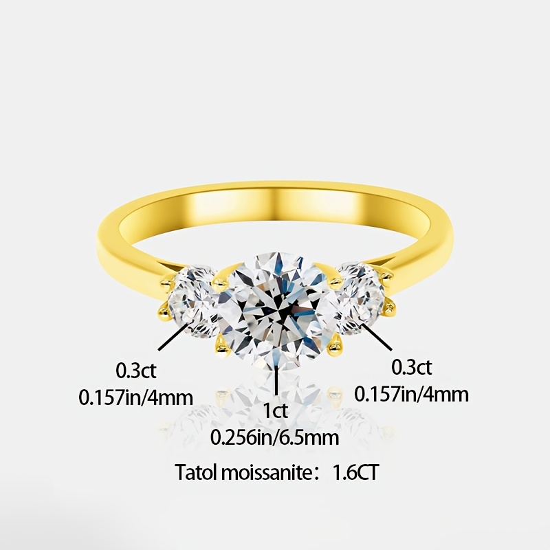 Moissanite Engagement Ring 925 Sterling Silver Golden Promise Ring